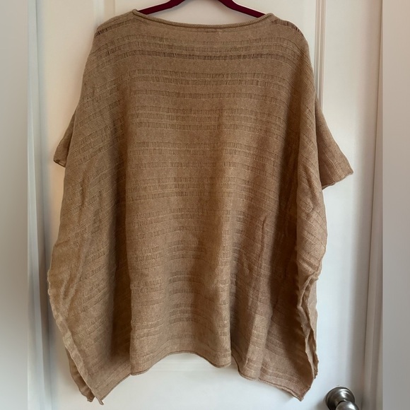 NWT Calypso St Barth Knit Poncho Sweater Bohemian Pullover Neutral Tan Large - Picture 3 of 6